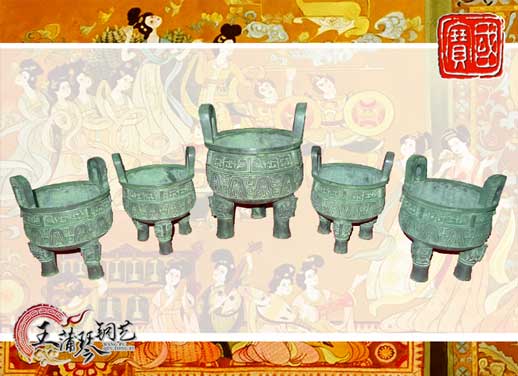 銅鼎，銅五鼎，中國鼎，佛像用鼎